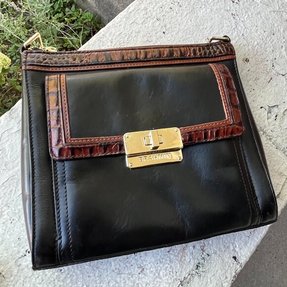 BRAHMIN BRAHMIN Mimosa Tuscan Black Tri-Texture Bag Clutch Wallet Bag Never Used - Picture 1 of 8